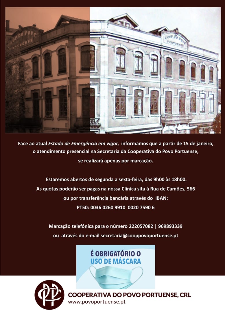 Atendimento presencial apenas por marcação.