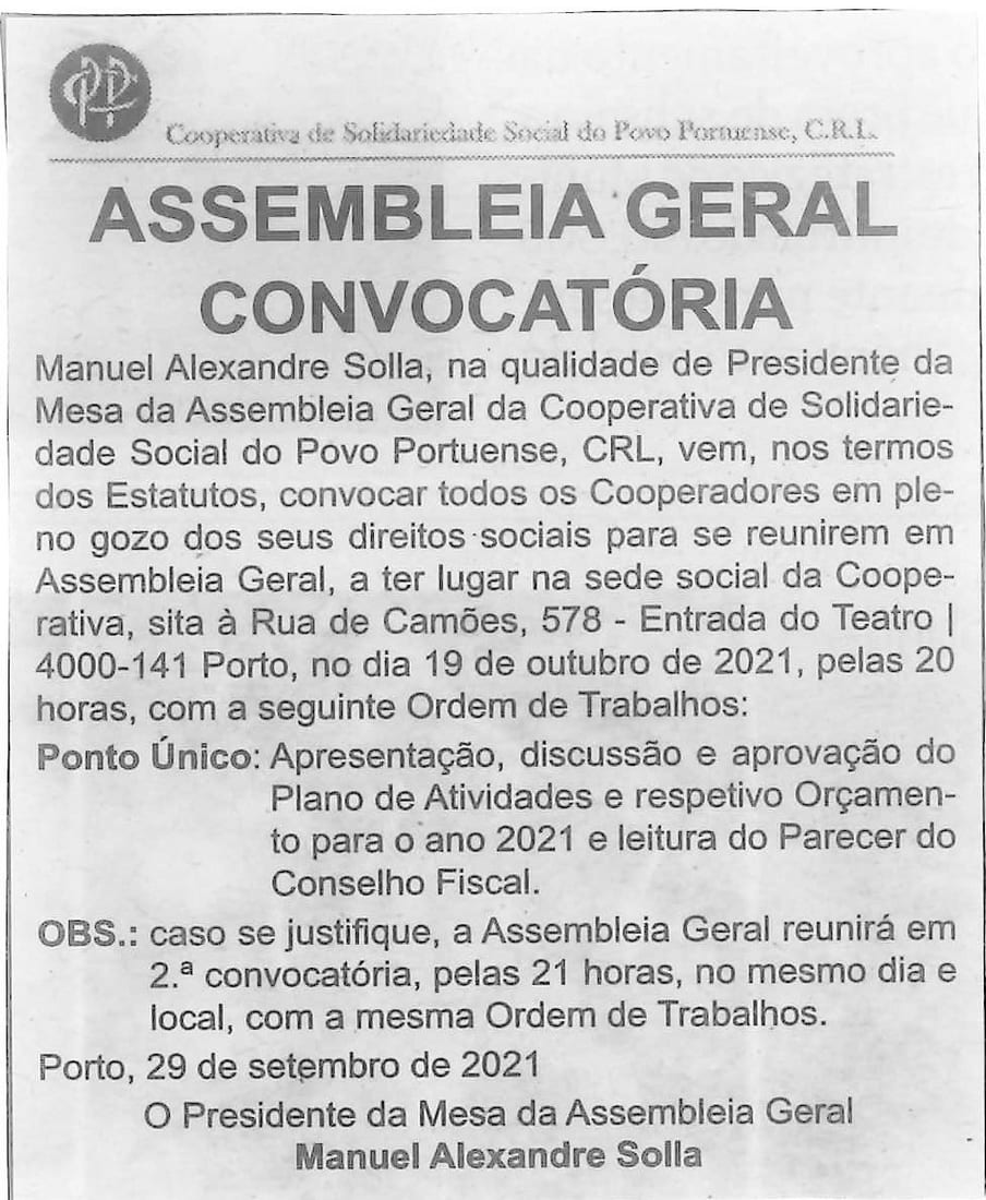 ASSEMBLEIA GERAL CONVOCATÓRIA