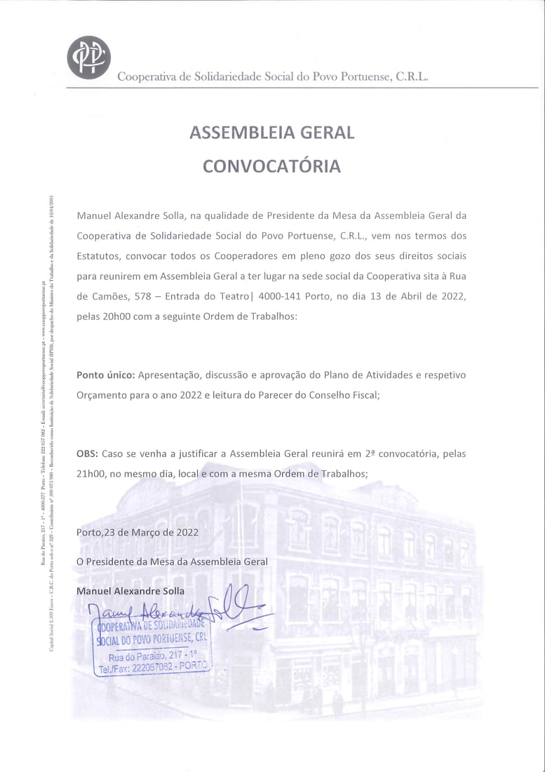 ASSEMBLEIA GERAL CONVOCATÓRIA