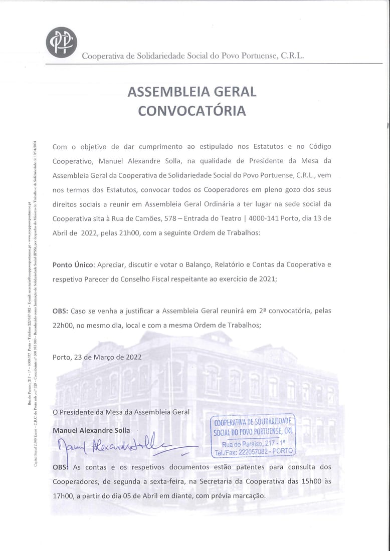 ASSEMBLEIA GERAL CONVOCATÓRIA