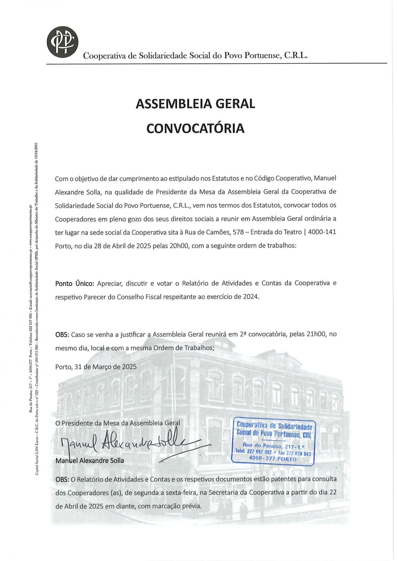 ASSEMBLEIA GERAL CONVOCATÓRIA